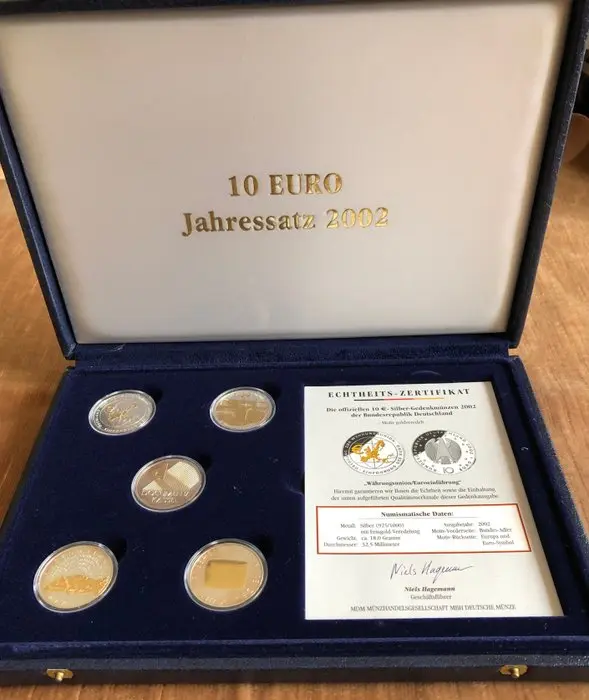 Germany. 10 Euro 2002 (5 coins) (No reserve price)