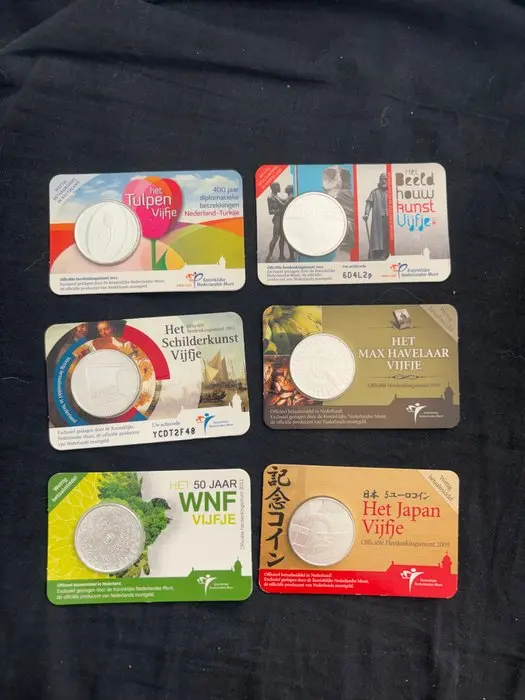 Netherlands. 5 Euro 2009/2012 (6 coincards) (No reserve price)