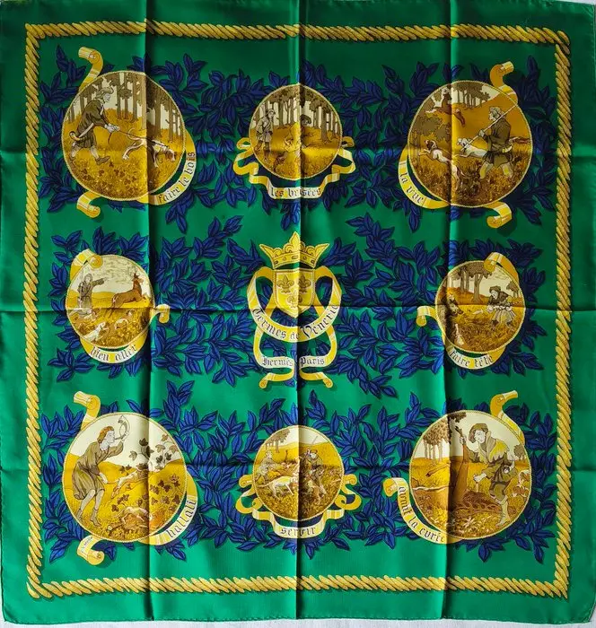 Hermès - TERMES DE VÉNERIE by Charles-Jean Hallo. 1966 - Foulard
