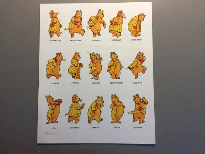 Marten Toonder - 1 Silkscreen - Bommel en Tom Poes - Emoties van een