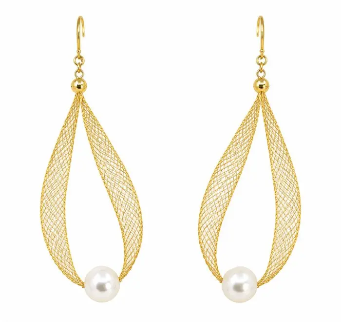 Earrings - 18 kt. Yellow gold - 6.8mm Akoya Pearls