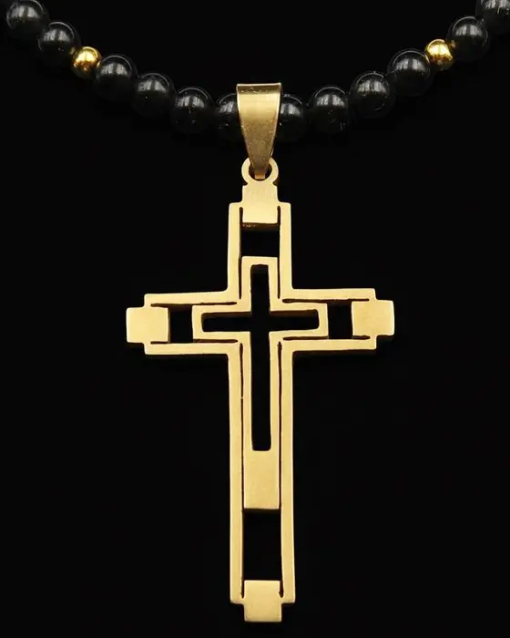 Cathedral Cross Necklace – Obsidian – Faith and Blessing...