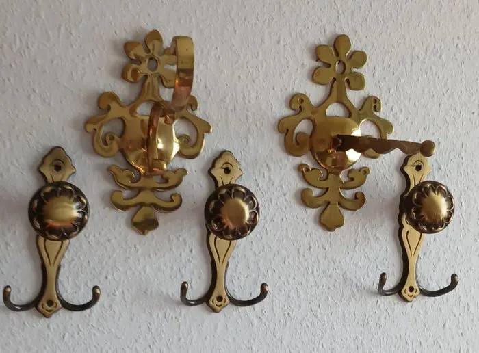 Vintage Garderobenhaken-Set aus Messing – 5-teilig - Coat rack (5) - Brass