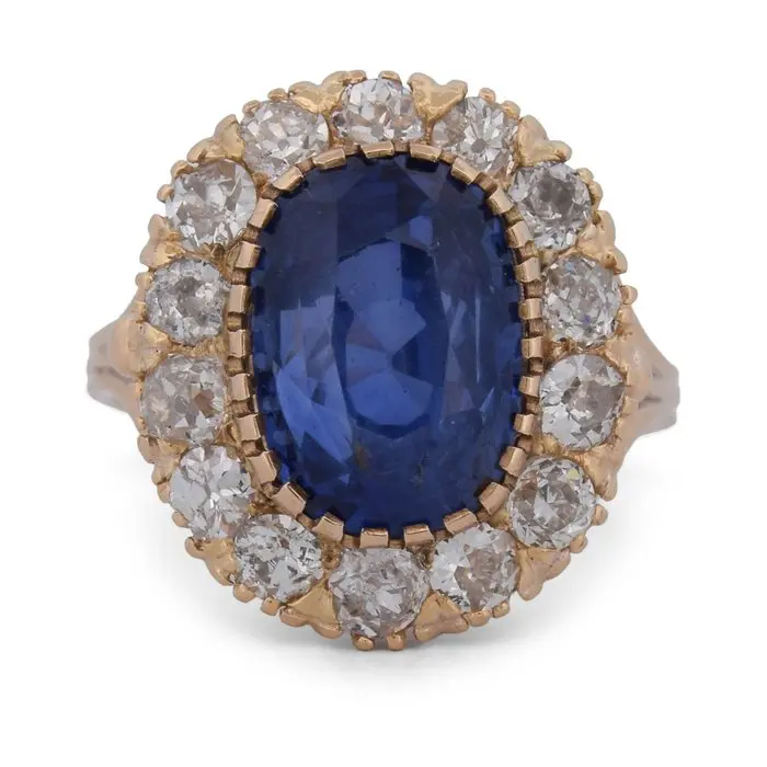 Cocktail ring - 18 kt. Yellow gold Sapphire - Diamond
