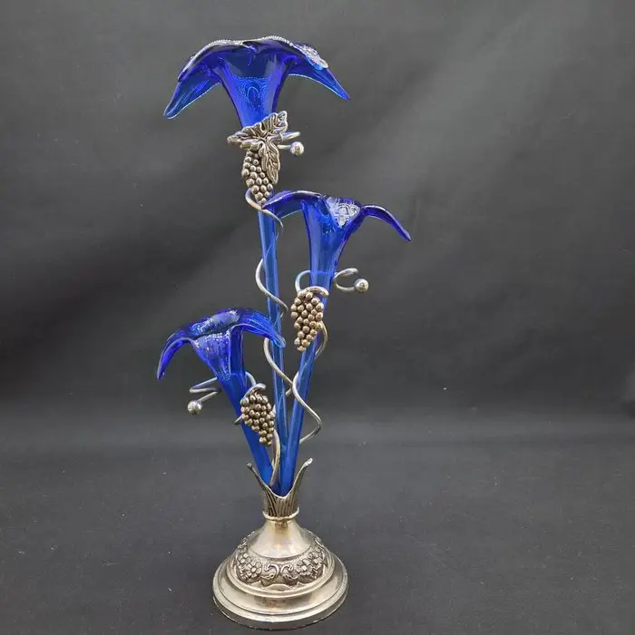 Vase - Glass, Metal - flower pot