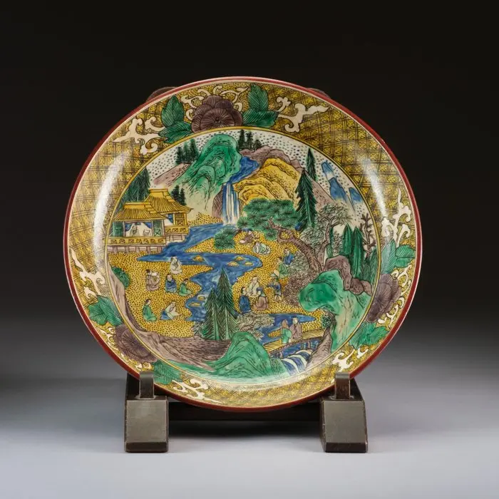 Very large Kutani porcelain bowl platter - Porcelain...