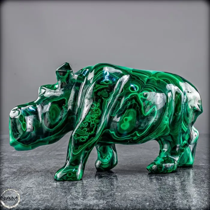 Exclusive hippopotamus carved from malachite – Artful...