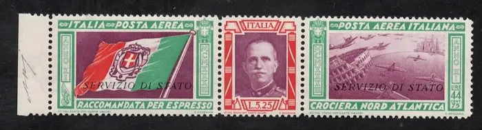 Italy Kingdom 1933 - State Service Triptych MNH