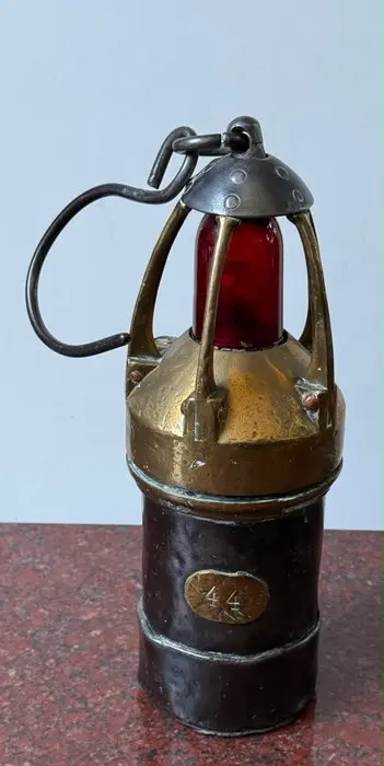 Hanging lamp - Steel, Brass - Authentic Electric Miner'