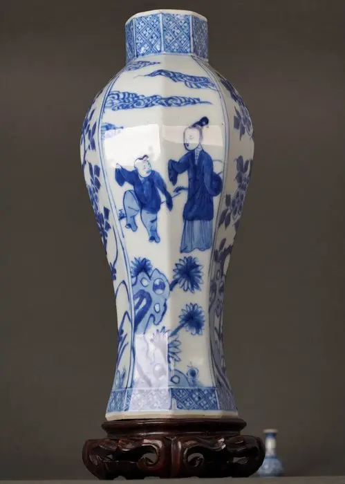 Vase - Porcelain - Ladies with Playful Boys in Clouded...