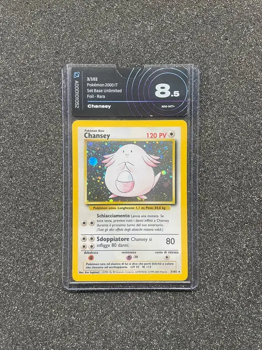 Pokémon - 1 Graded card - Chansey 3/102 Foil - AI grading 8.5 - WOTC