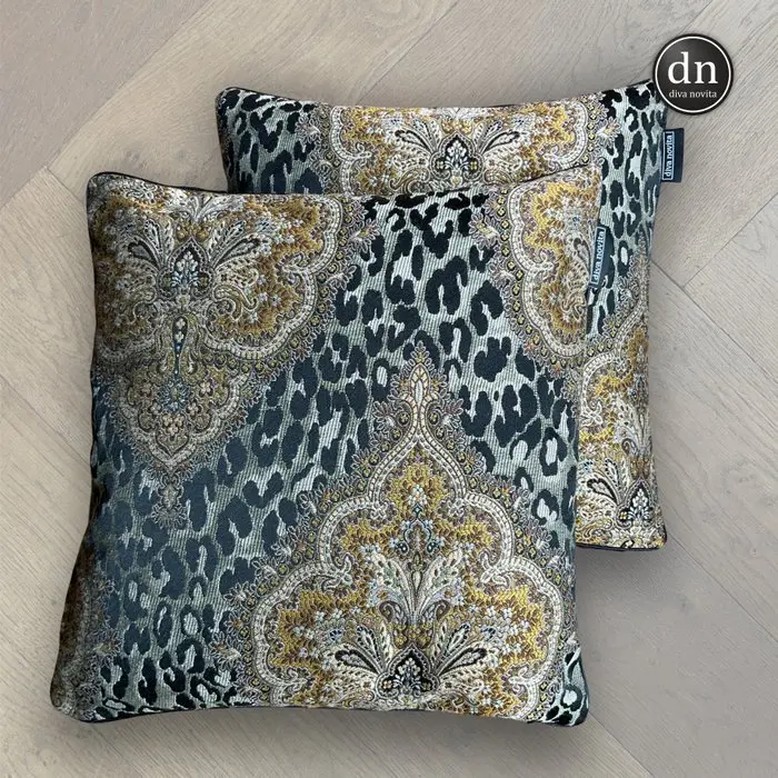 Enzo degli Angiuoni Brocaded Lampas Throw Pillows - Set...