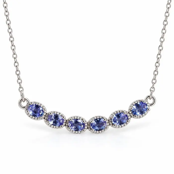 No reserve price - Necklace Silver, Gold-plated Tanzanite - 18kt Gold Plated