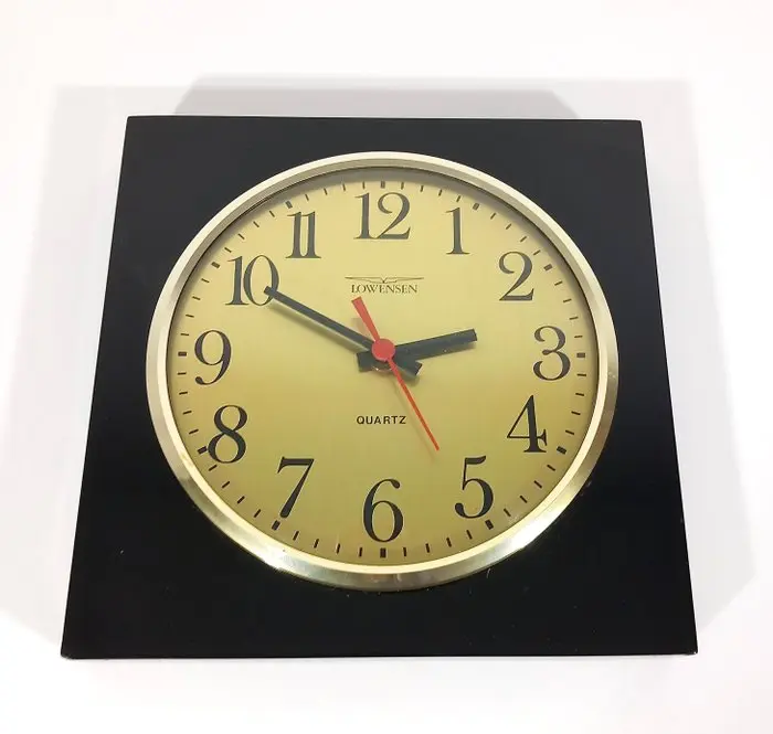 Wall clock - Lowensen - Wood, Glass, Brass - 1970-1980