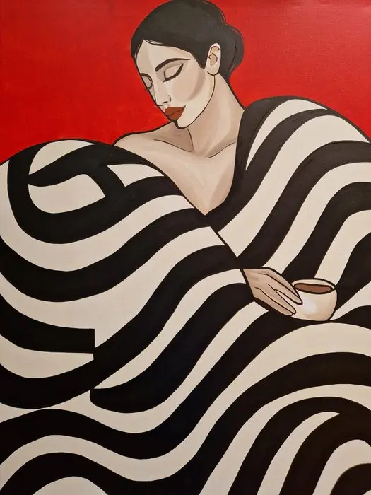Lucía Lauren - XL - Sinfonía Op-Art en Rojo