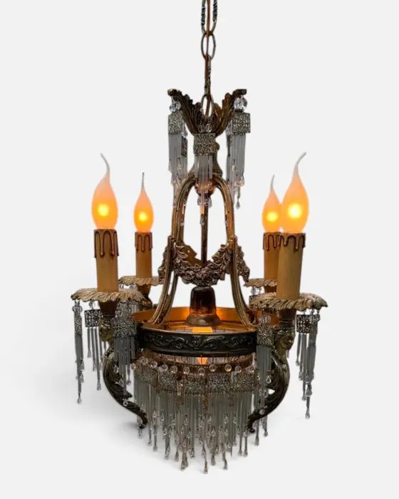 Chandelier - Brass, Glass, Crystal, Bronze - Rod chandelier