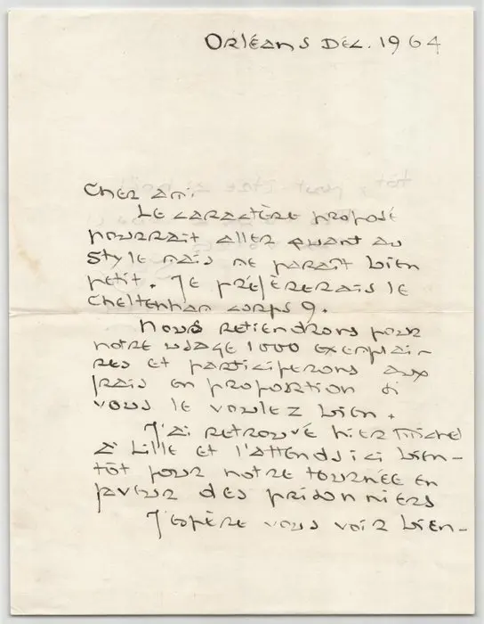 Lanza del Vasto - Lettre autographe signée adressée Mr Jean Trélaün - Édition