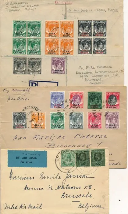 Malaysia 1933/1949 - Three letters from Malaya / Straits...