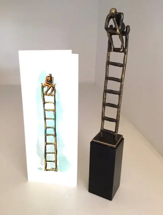 Corry Ammerlaan - Sculpture, “ De Denker “ - 23 cm - bronze (patinated)