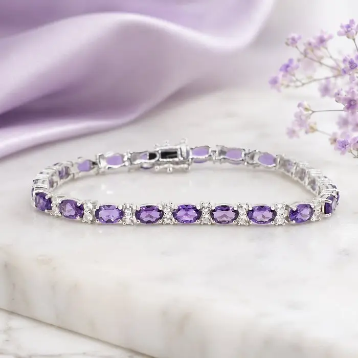 No reserve price - Bracelet Gold-plated Amethyst - Topaz - 18K Gold Plated