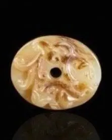 Pendente Ming Giada e russet con Draghi Chilong - Giada - China - Ming