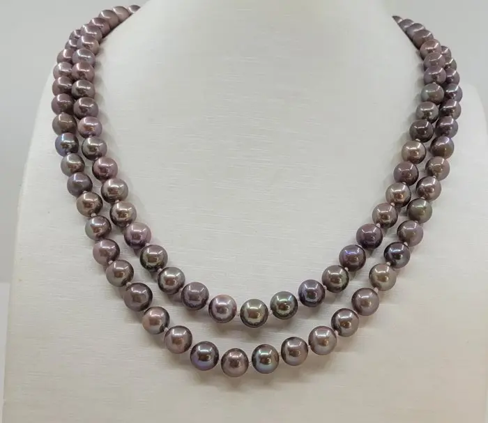 No reserve price - Necklace 7x8mm Bronze Edison Pearls