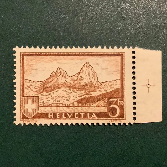 Switzerland 1928 - 3 Fr landscapes with selvage - MNH - Michel