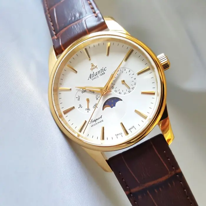 Atlantic - MOONPHASE - Calendar - Swiss Made - Gold - New - Men - 2026