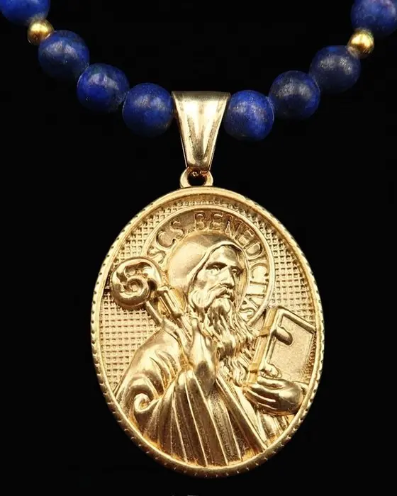 Lapis lazuli - Saint Benedict Protector Necklace –...