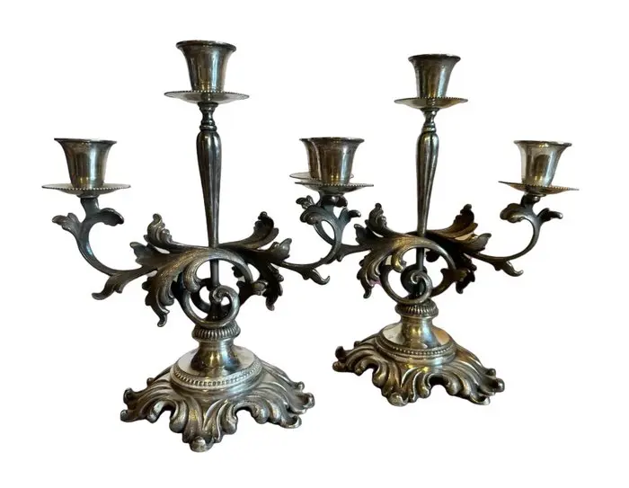 Flli Borzoni - Candelabrum (2) - .800 silver