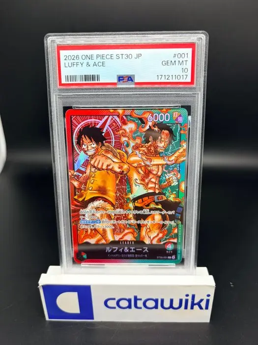 One Piece - 1 Graded card - Luffy and Ace L - ST30-001...