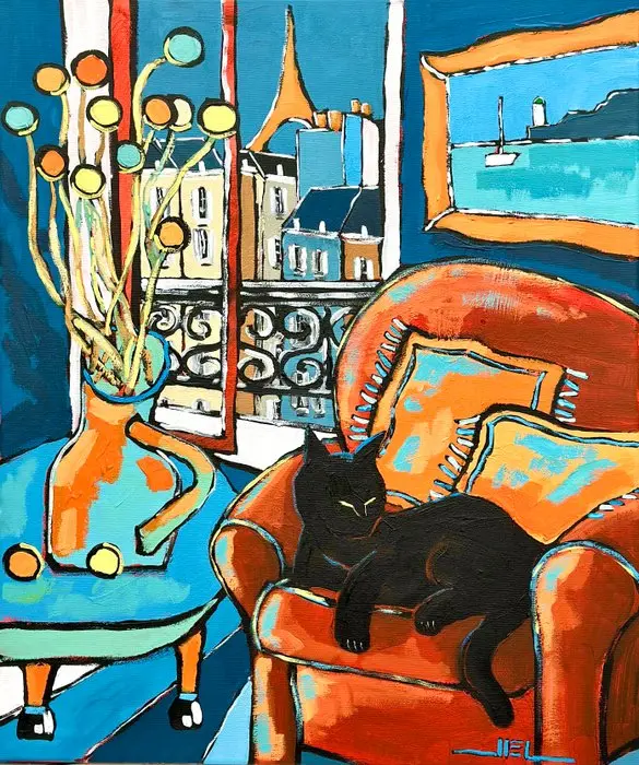 Jiel - Un peu de repos pour Black, le chat.