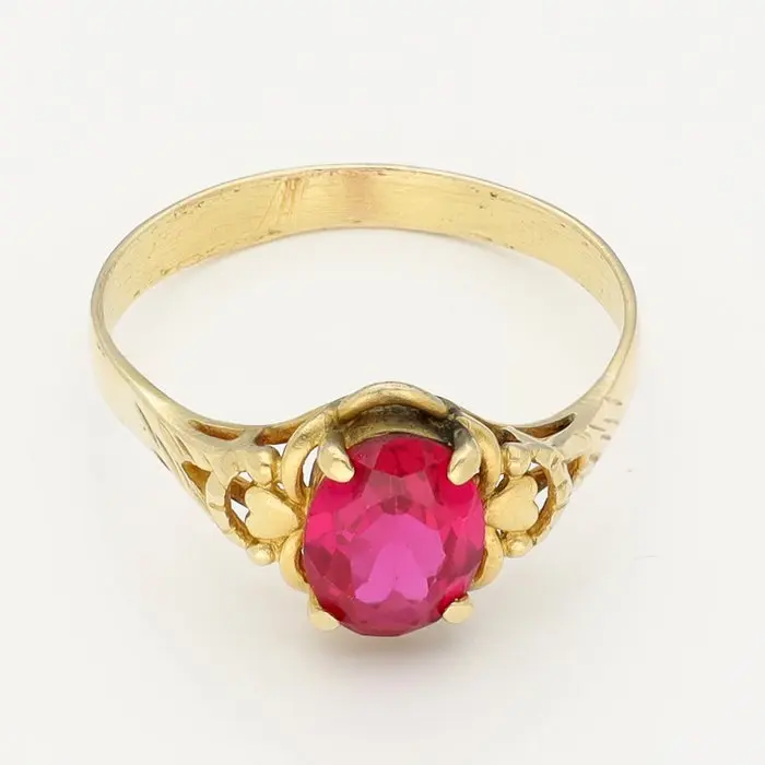 No reserve price - Ring - 14 kt. Yellow gold - Ruby