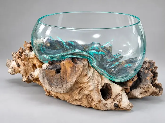 Bowl - rock - glass bowl on a stem