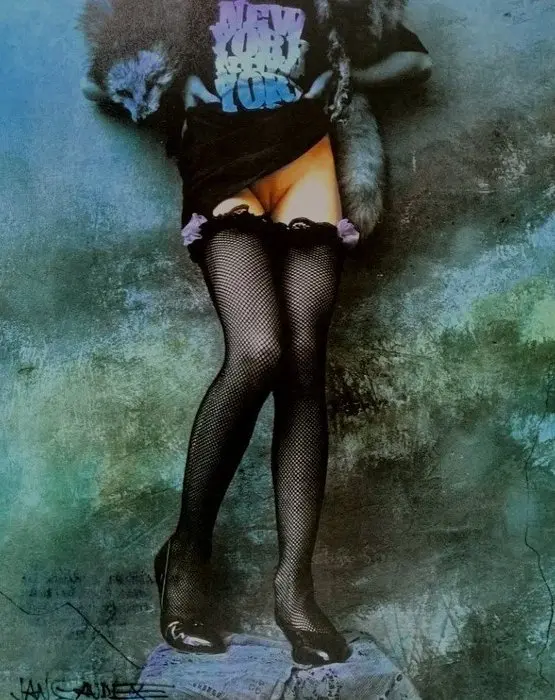 Jan Saudek (1935–) - Stockings/Blue wall