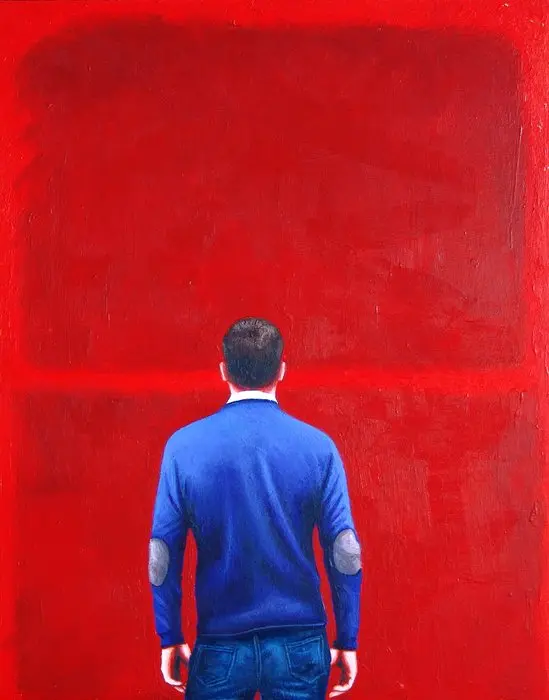 Gerard Boersma (1976) - Red On Red (painting of a man...