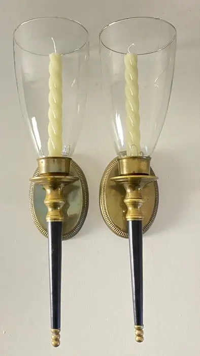 Wall sconce (2) - Brass, Glass