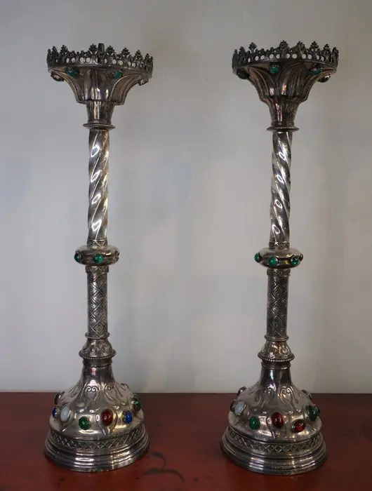 Candelabrum (2) - Copper with silver plate