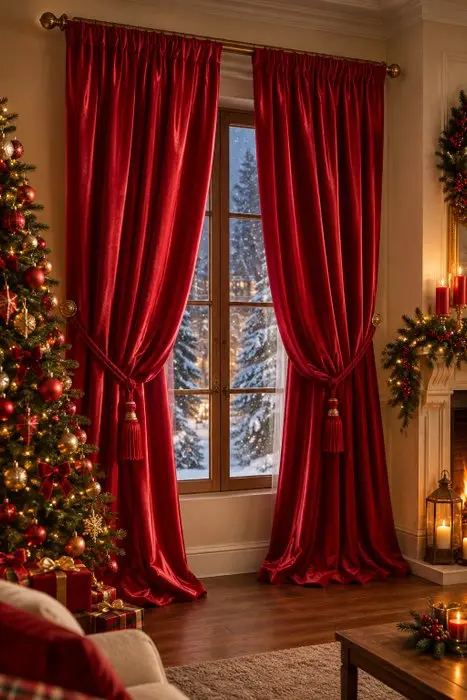 Luminous upholstery velvet - red - Curtain fabric - 200 cm - 280 cm
