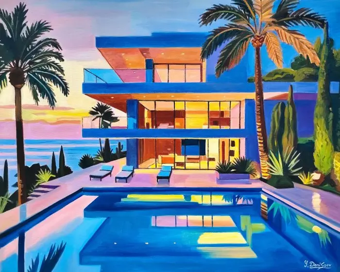 Yuri Denissov - Villa au bord de la mer le soir