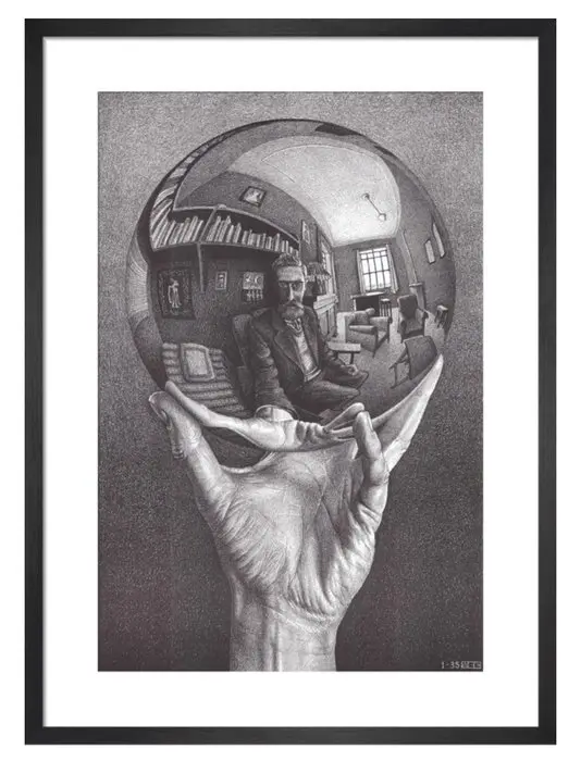 M.C. Escher - “Hand with Sphere”. Gedateerd en gesigneerd in de plaat.
