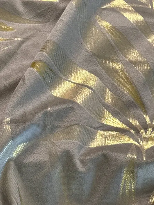 san leucio - Luxurious gray silk velvet with palms in...