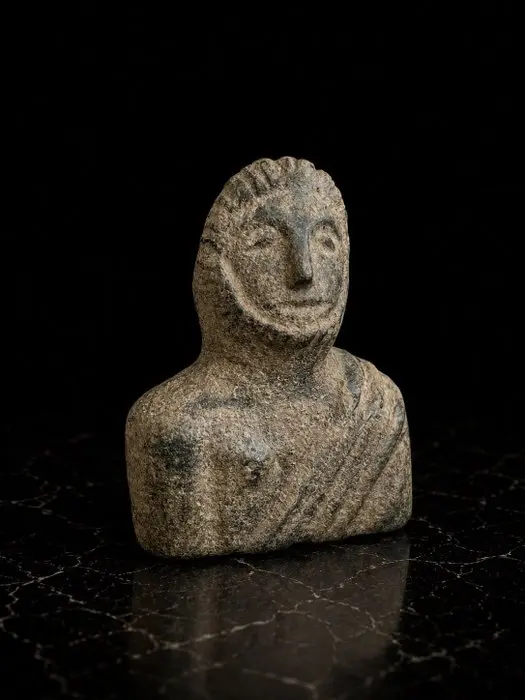 Ancient (Roman?) Bronze Bust with Draped Shoulder 1st to 3rd Century AD