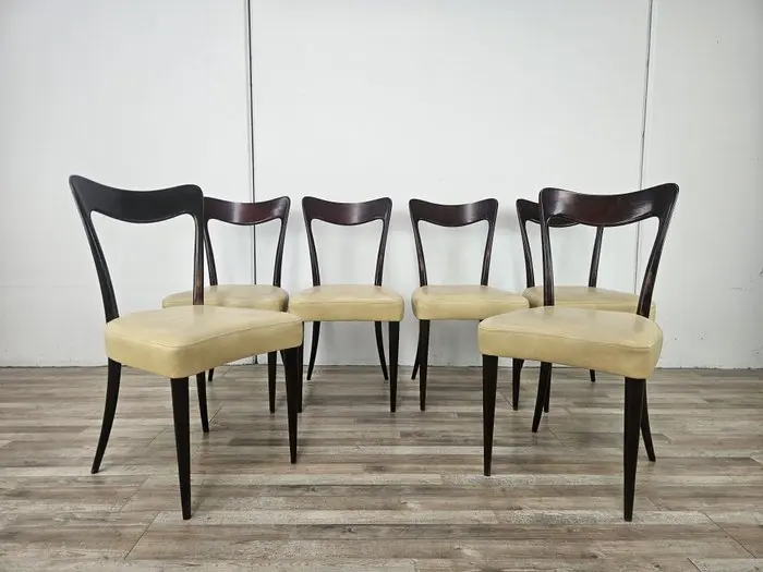 Carlo Rava - Dining room chair (6) - Six Art Deco chairs...