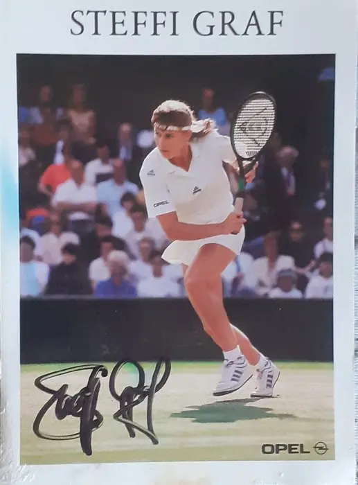 Steffi Graf - Lot 2x Opel Signed Cards Wimbledon Champion...