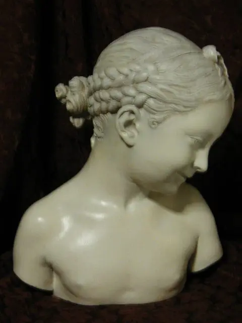 Figure - Bust of a little girl - "La Rieuse" by Pigalle - stuccoplaster
