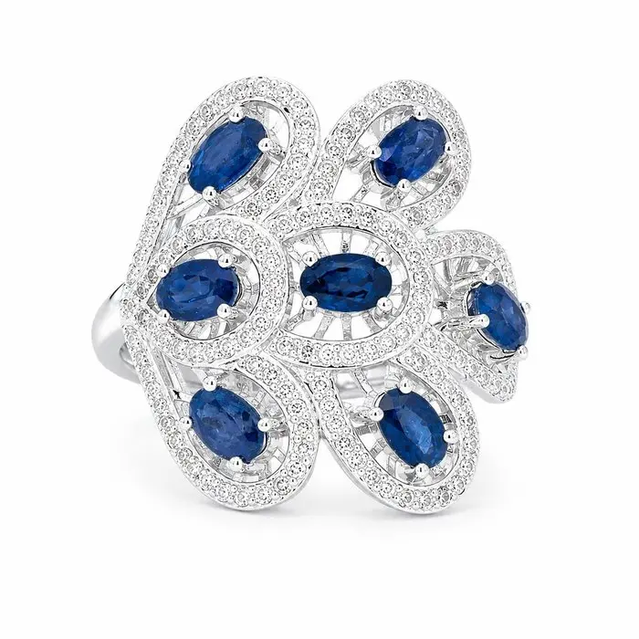 No reserve price - Ring Gold-plated Sapphire - Topaz - 18kt Gold Plated