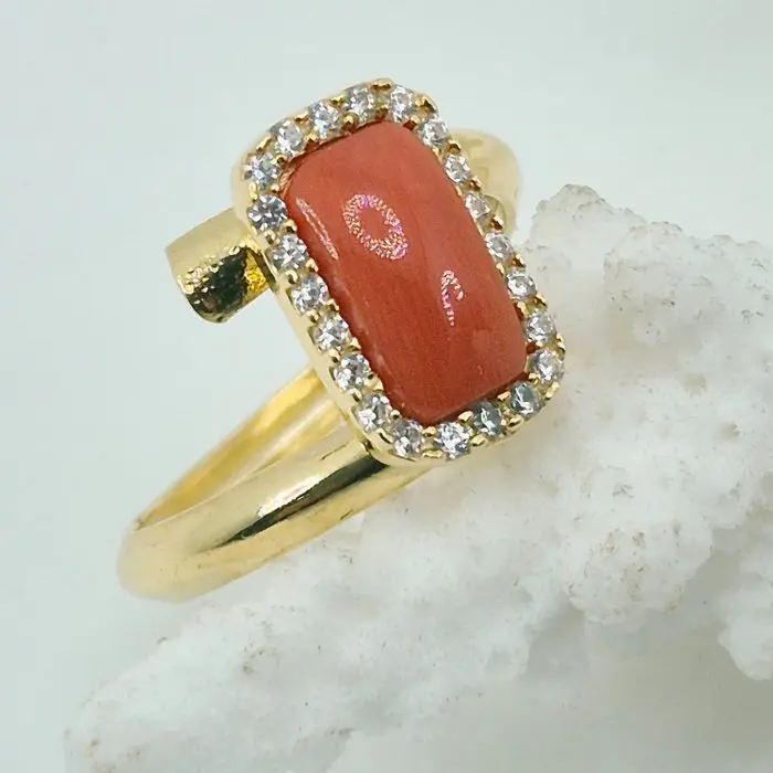 Coral - Silver, Gold-plated, No Reserve - Ring - CORALLO MEDITERRANEO