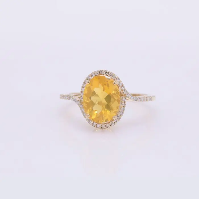 No reserve price - Ring - 14 kt. Yellow gold - 1.94ct. tw. Fire Opal - Diamond