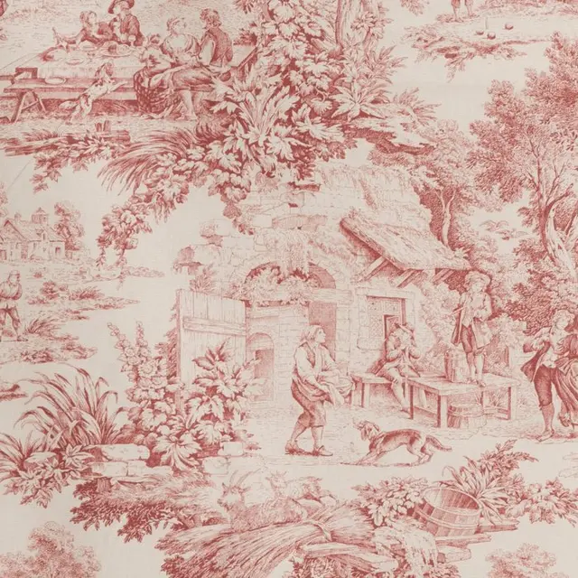 AA003 - Refined Toile de Jouy Bordeaux - Upholstery fabric - 300 cm - 290 cm